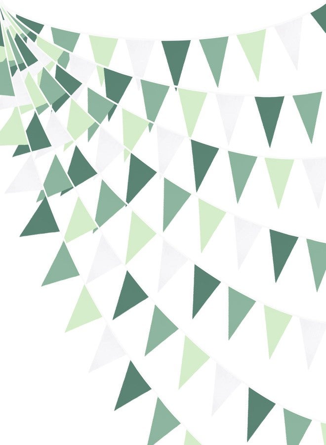 pinkblume 32Ft Sage Green Party Decorations Avocado Green Triangle Flag Fabric Banner Pennant Bunting Garland Streamers for Birthday Wedding Baby Shower Jungle Safari Summer Golf Christmas Outdoor Party Decor - Image 1