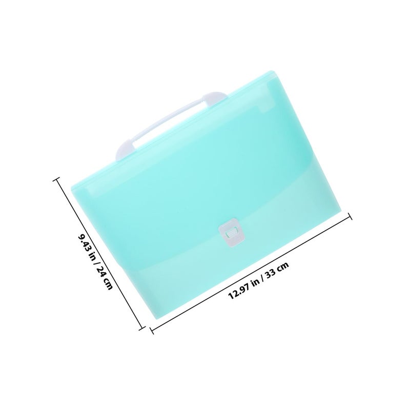 A4 Hanging File Organizer 6 Compartment Accordion Folder With Handle Green - Image 3