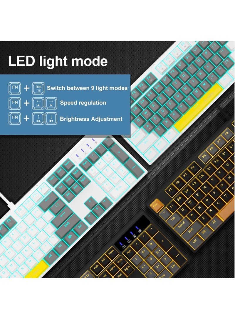 E-YOOSO Z-14 Mechanical Gaming Wired Keyboard,104 Key Blue Switch Full-Size Computer Keyboards for Computer PC Laptop Gamer Black Grey - Image 3