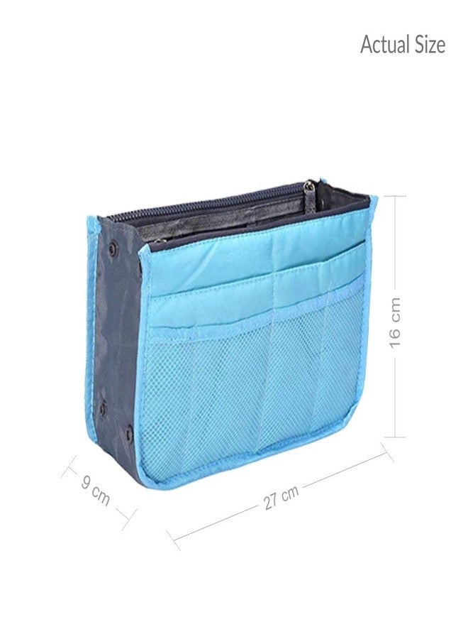 Flywind Daily Travel Utility and Toiletries Organizer Inserts Pouch for Girl Women Handbag Tote | Multipurpose Storage Compartments Ladies Accessories Hand Bag Purse (Light Blue) - Image 2