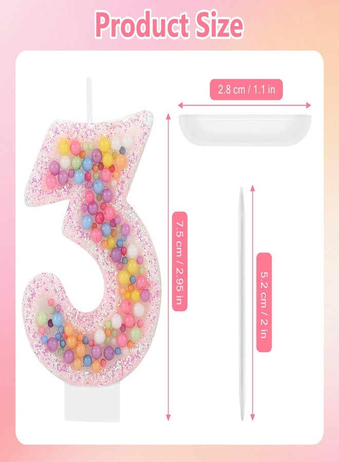 IDIJOLI Pastel Macaron 3rd Birthday Candle Sweet Pink Number 3 Candle Cake Topper Cupcake Decorations for Girls and Women Party Decor Anniversary Celebrations Supplies - Image 3