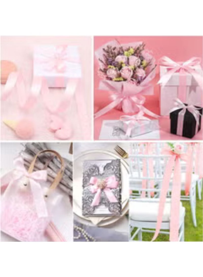 شريط ساتان وردي فاتح، شريط بوليستر من القماش مقاس 38 مم × 25 ياردة لتغليف الهدايا، هدايا الحفلات، ديكورات الزفاف، صناعة القوس، الباقات، مشاريع الخياطة واللوازم الحرفية - Image 3