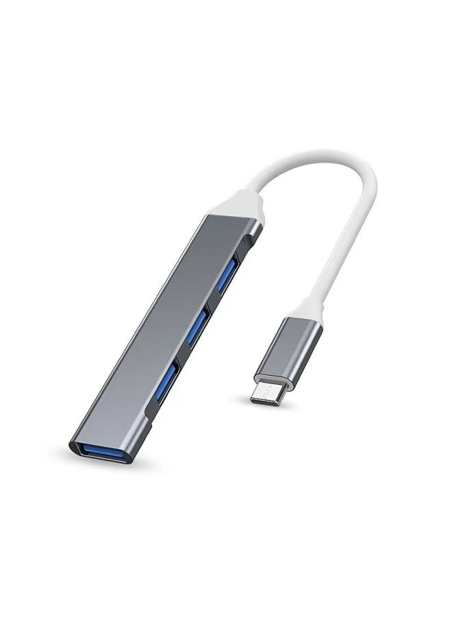 Type-c Hub One-to-four Usb Splitter Aluminum Alloy Expansion Dock 4-port Usb Concentrator Digital Computer Accessories-Number Of Interfaces:A Silver Boxed  - Image 2