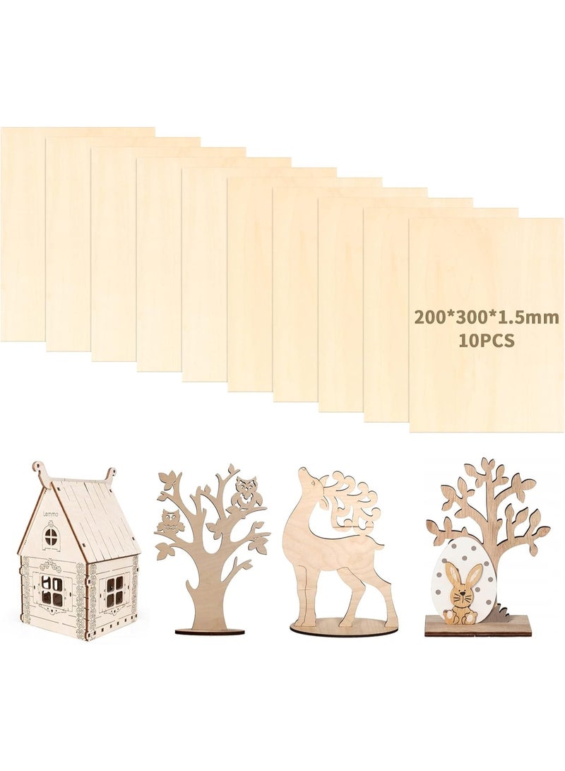 SLASA 10 Sheets Balsa Wood 200 x 300 x 1.5 mm – Unfinished Thin Wood Sheets, Plywood Boards for Pyrography, DIY Crafts, Painting, Laser Cutting, and Home Decorations - Image 1