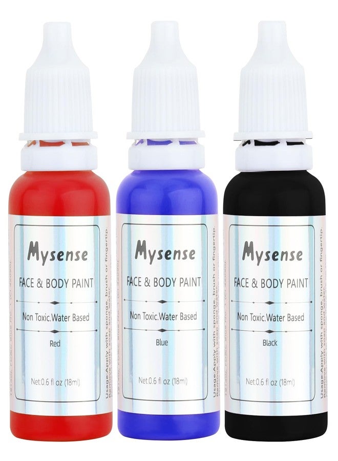 Mysense Face Body Paint Kit,Water Based Washable Face Paint,Non-toxic Cream Body Paint for Adults and Children Halloween Costume SFX Cosplay Clown Sugar Skull Makeup,Red+Blue+Black,0.6oz/pc - Image 1