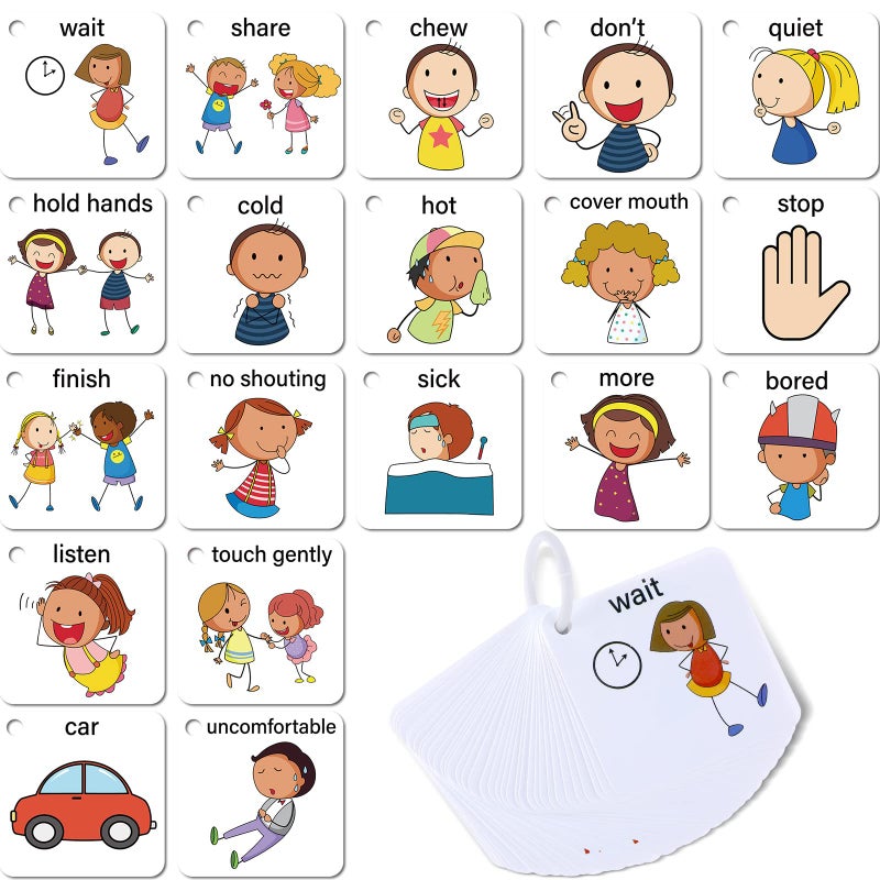 Epakh 37 Pcs Autism Communication Card for Speech Delay Children and Adults, Special Needs Visual Aid Language Learning Cue Cards Special Ed Feelings Emotions Flash Cards - Image 1