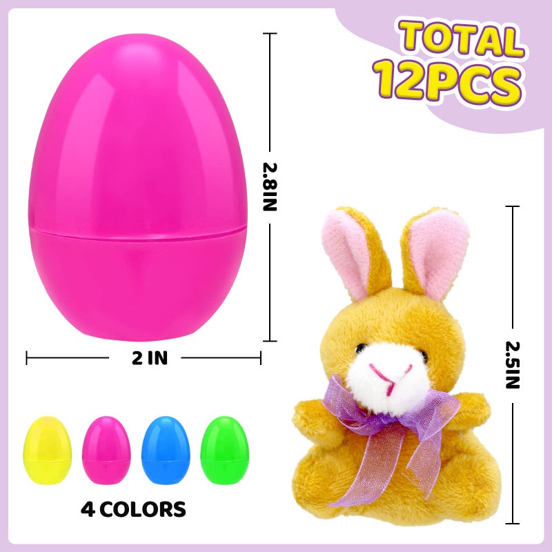 CH HAICHENG 12PCS Filled Easter Eggs with Plush Animal Toys Inside, Prefilled Easter Eggs for Easter Eggs Hunt, Easter Basket Stuffers Fillers, Easter Classroom Prize Supplies - Image 4
