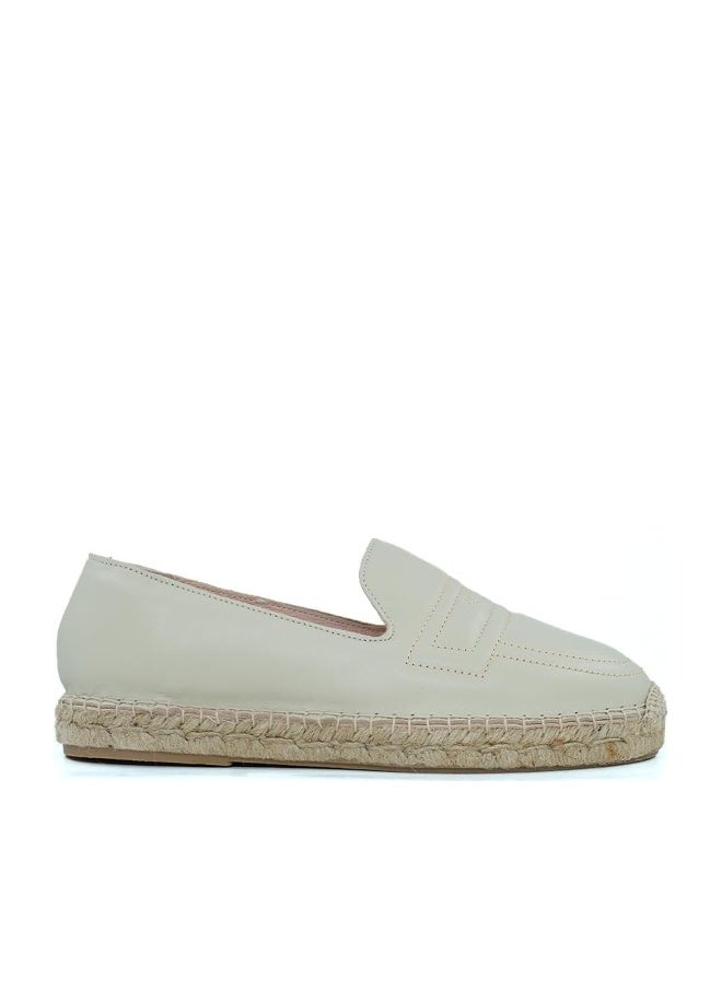 HUSH PUPPIES Offwhite Leather Espadrille Slip-Ons - Image 1