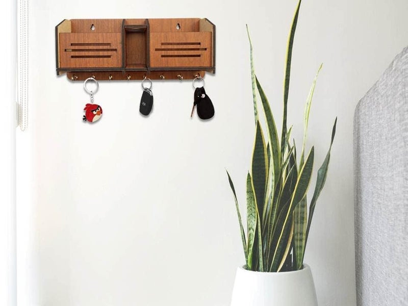 My Dream Carts Wooden Key Holder for Home MDF Wood Wall Mounted Designer Key Holders for Wall Decor Keys Hanger Stylish Mobile Stand Key Organizer for Home Decor and Office Decor Keychain Hanger - Image 3