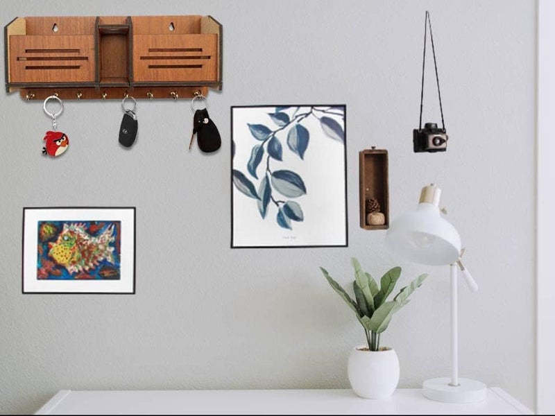 My Dream Carts Wooden Key Holder for Home MDF Wood Wall Mounted Designer Key Holders for Wall Decor Keys Hanger Stylish Mobile Stand Key Organizer for Home Decor and Office Decor Keychain Hanger - Image 5