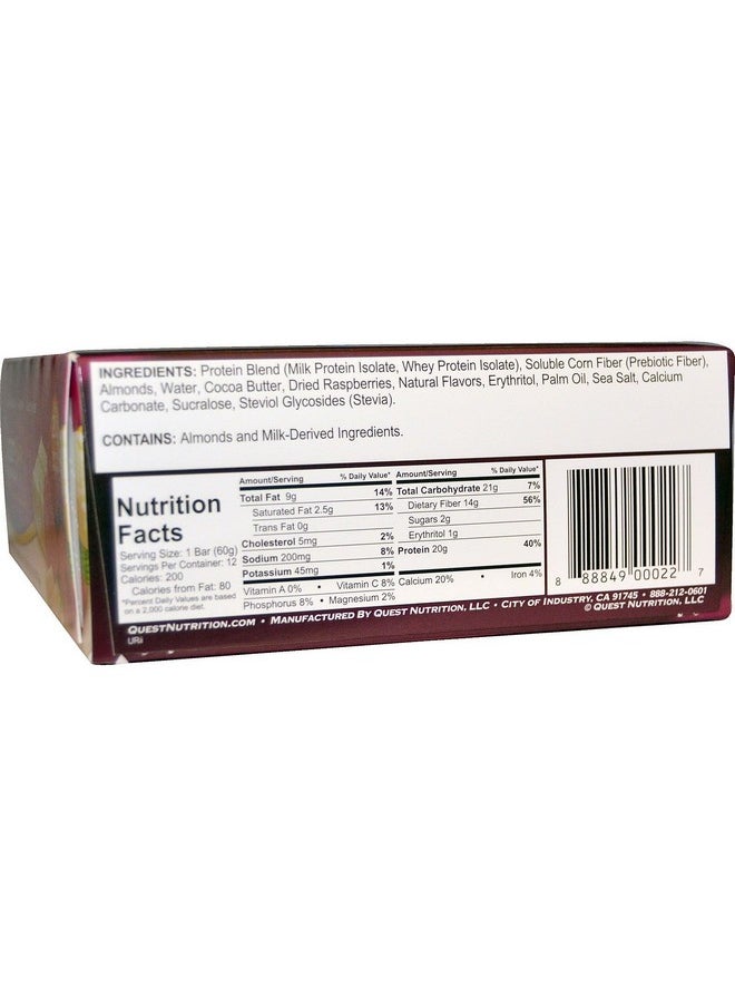 Quest Quest Nutrition, Questbar, Protein Bar, White Chocolate Raspberry, 12 Bars, 2.1 Oz (60 G) Each  - Image 2