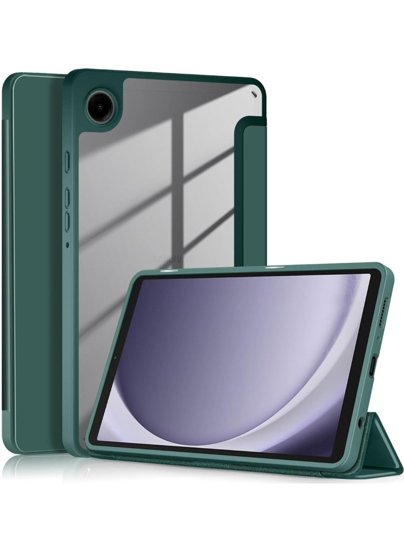 Trifold Case for Samsung Galaxy Tab A11 2025 X133 X135 8.7 inch Slim Hybrid Shockproof Case with Soft Silicone Clear Back Cover - green