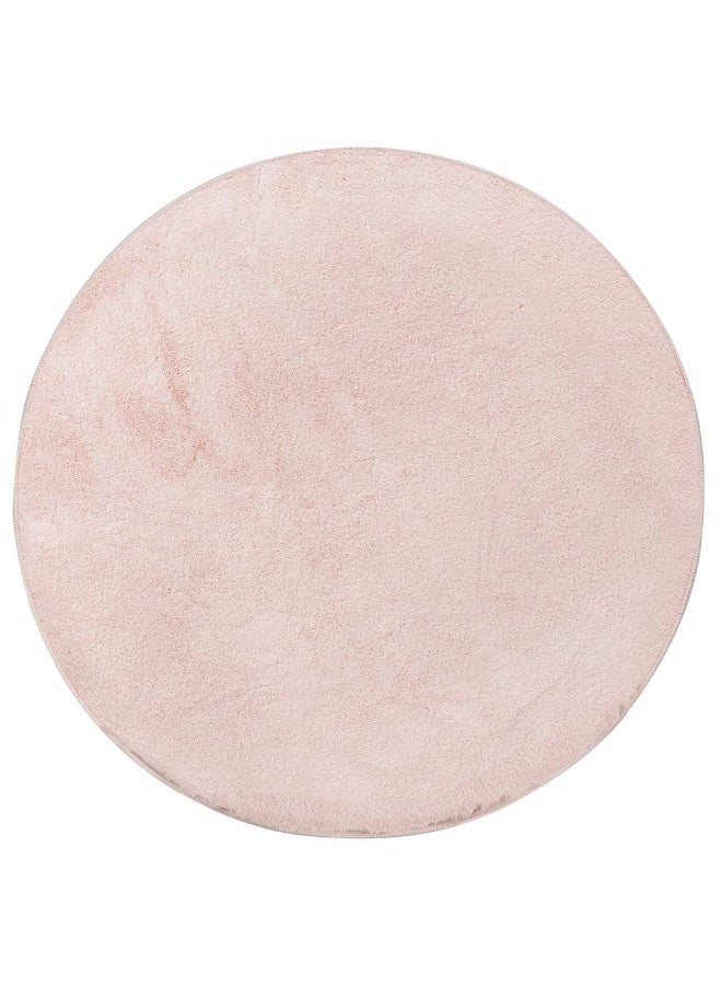 DANUBE HOME سجادة دائرية من الفرو الناعم السادة | سجادات أطفال قابلة للغسل | سجادة منطقة من البوليستر لتغطية الأرضيات | سجادة داخلية لغرفة المعيشة وغرفة الطعام وغرفة النوم 150X150 سم - وردي - Image 2