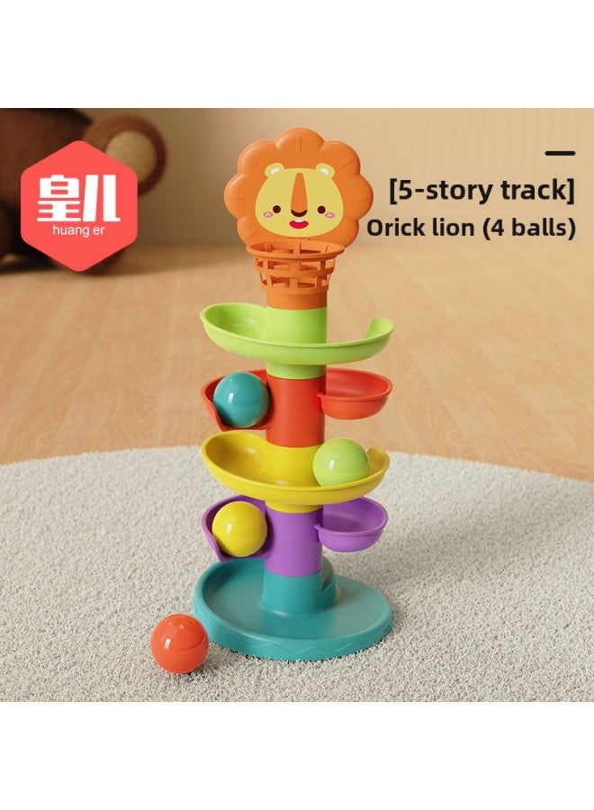 Huang Er Baby Toys 6 Months Educational Early Education 7 8 8 9 10 0 1 Year Old Baby Shooting Track Ball Turning Music-Color:5 Layers/track Carousel (4 Rings) - Image 1