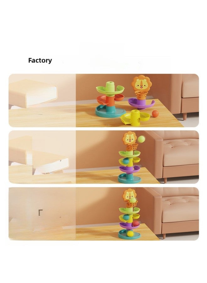 Huang Er Baby Toys 6 Months Educational Early Education 7 8 8 9 10 0 1 Year Old Baby Shooting Track Ball Turning Music-Color:5 Layers/track Carousel (4 Rings) - Image 3