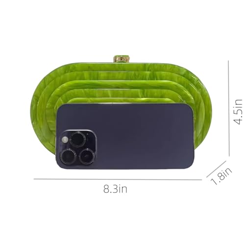 GSYPS Acrylic Clutch Purse Marbled Evening Handags Elegant Shoulder Bag for Wedding Cocktail Party Prom C-Green - Image 5