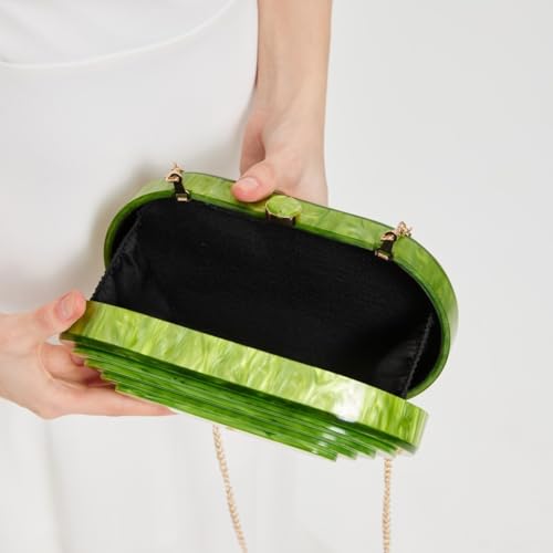 GSYPS Acrylic Clutch Purse Marbled Evening Handags Elegant Shoulder Bag for Wedding Cocktail Party Prom C-Green - Image 4