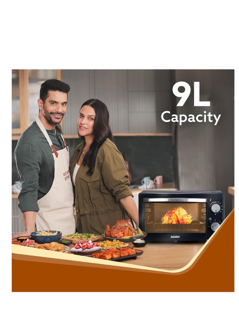 AGARO AGARO Marvel 9L Oven Toaster Griller, Cake Baking, Grilling, Toasting, OTG, 800 Watts, (Black).  - Image 2