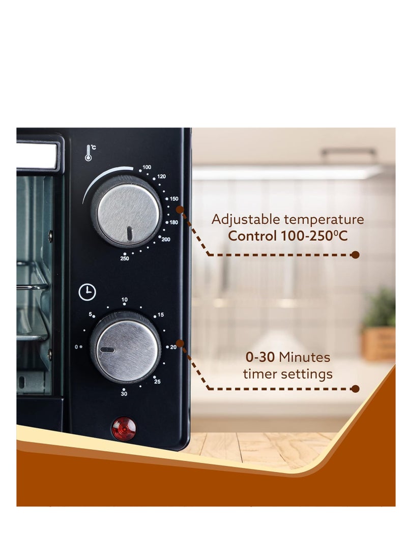 AGARO AGARO Marvel 9L Oven Toaster Griller, Cake Baking, Grilling, Toasting, OTG, 800 Watts, (Black).  - Image 3