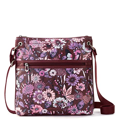 Sakroots Flat Cross Body, Cabernet in Bloom - Image 1
