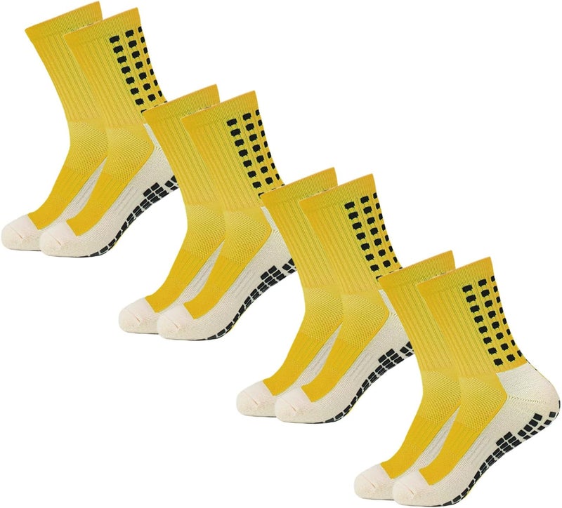 Yufree Men's Soccer Socks Anti Slip Non Slip Grip Pads for Football Basketball Sports Grip Socks, 4 Pair - Image 1