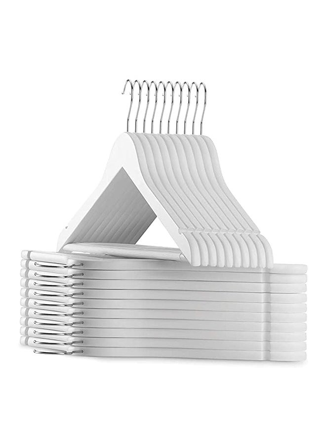ZOBER Wooden Suit Hangers with Non-Slip Pants Bar (12-Pack) ? Smooth Finish, Solid Wood Coat Hangers with 360 Swivel Hook & Precision-Cut Notches for Camisoles, Pants, Jackets (White) 