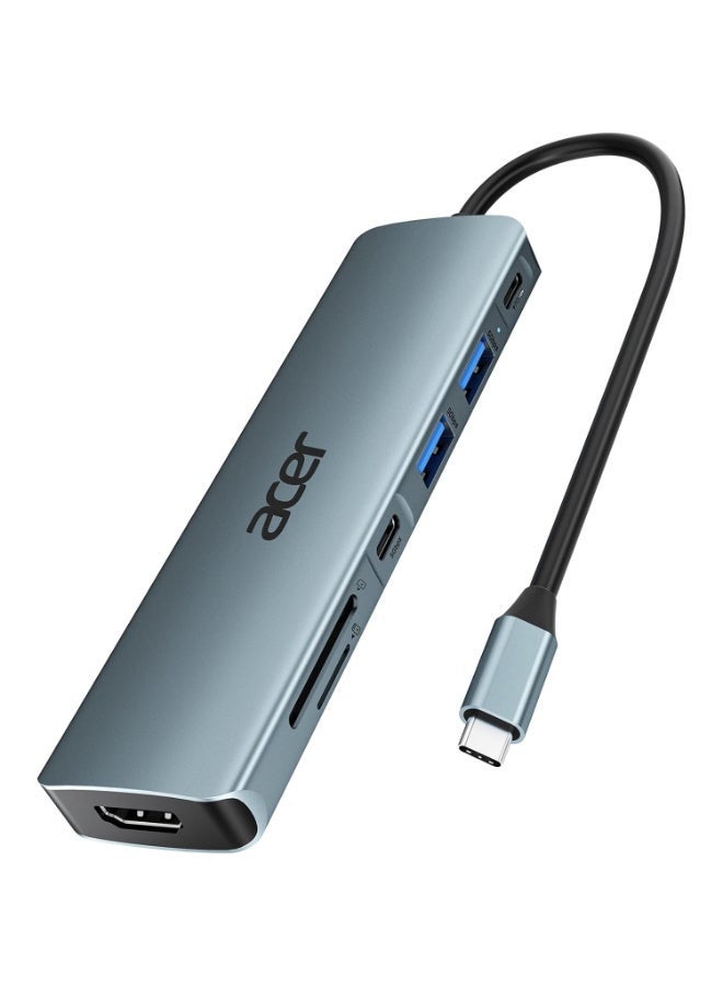 أيسر USB C Hub, 7 in 1 Multi-Port Adapter for Laptop, 4K, HDMI Splitter with 2 USB A 3.1 & Type-C to HDMI Data Port, PD 100W Charging, SD Card Reader for Computer, Desktop, Space Grey Grey - Image 1