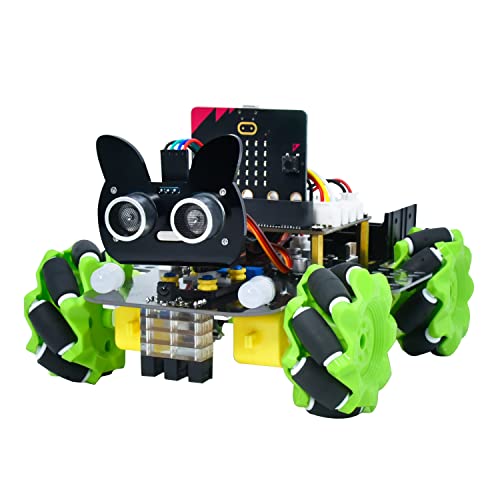 KEYESTUDIO 4WD Smart Car Coding Robot Kit with Microbit V2 for Makecode and Python, DIY Building Robot Kit for STEM Education, IR Remote/APP Control - Image 1