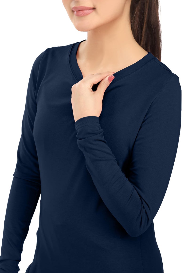 NY Threads 3 Pack Nurse Underscrub Long Sleeve Women Slim fit Under Scrub Shirt, X-Large, Navy/Navy/Navy - Image 4