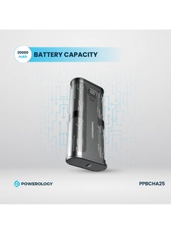 باورولوجي بنك طاقة كريستالين سيريز 20000 مللي أمبير/ساعة PD 20 وات / منفذ USB-C مزدوج / شاشة رقمية / Power Dash 3.0 / تصميم حاصل على براءة اختراع - شفاف/رمادي  - Image 5