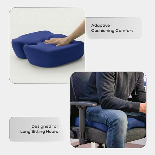 SleepyCat Pro Seat Cushion | Ergonomic Memory Foam Cushion | Enhanced Comfort Posture Support | Premium Perforated Breathable Foam | Anti-Skid Base | Washable Cover | Office Chair Car Seat | Blue - Image 5