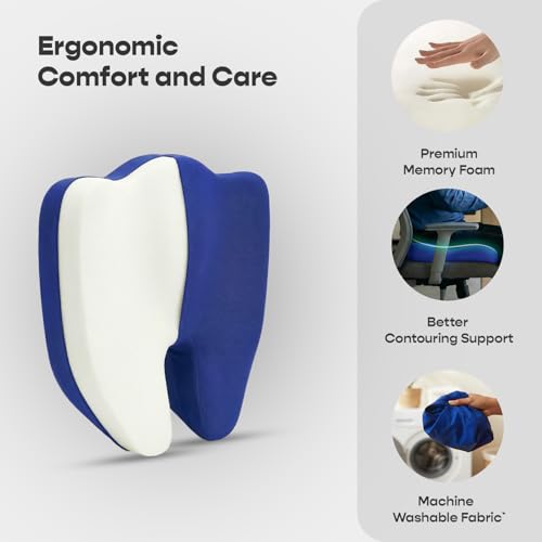 SleepyCat Pro Seat Cushion | Ergonomic Memory Foam Cushion | Enhanced Comfort Posture Support | Premium Perforated Breathable Foam | Anti-Skid Base | Washable Cover | Office Chair Car Seat | Blue - Image 3