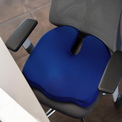 SleepyCat Pro Seat Cushion | Ergonomic Memory Foam Cushion | Enhanced Comfort Posture Support | Premium Perforated Breathable Foam | Anti-Skid Base | Washable Cover | Office Chair Car Seat | Blue - Image 1