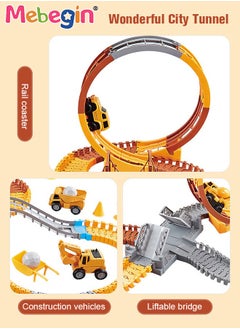 MEBEGIN 112 PCS Construction Race Tracks, DIY Track Set with Rich Accessaries, Engineering Road Games, Creative Building Toy, STEM Educational Playset, Easy to Assemble and Store, Ideal Gift for Kids Aged 3+  - Image 4