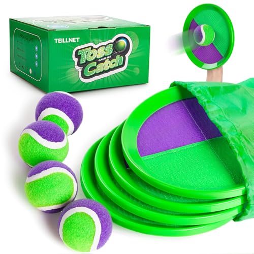 TEILLNET Toss and Catch Ball Set Upgraded Beach Toys Outdoor Games Baseball Games Sturdy WaterResistant Great for Pool Yard Classic Gift for Toddlers Kids Boys Girls 3 4 5 6 7 8 9 10 11 12 Years Old - Image 1