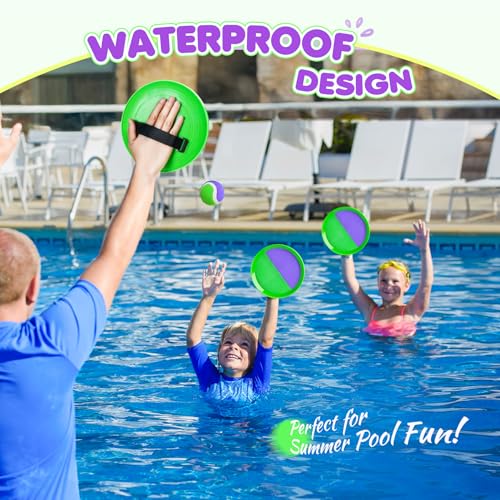 TEILLNET Toss and Catch Ball Set Upgraded Beach Toys Outdoor Games Baseball Games Sturdy WaterResistant Great for Pool Yard Classic Gift for Toddlers Kids Boys Girls 3 4 5 6 7 8 9 10 11 12 Years Old - Image 5
