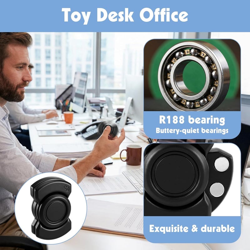 KFHENSOMR 3-in-1 Fidget Toy for Adults, Metal Spinner with Clicker Slider, Silent Stress Relief Hand Toy for Focus, Portable Desk Gadget for Office - Image 4
