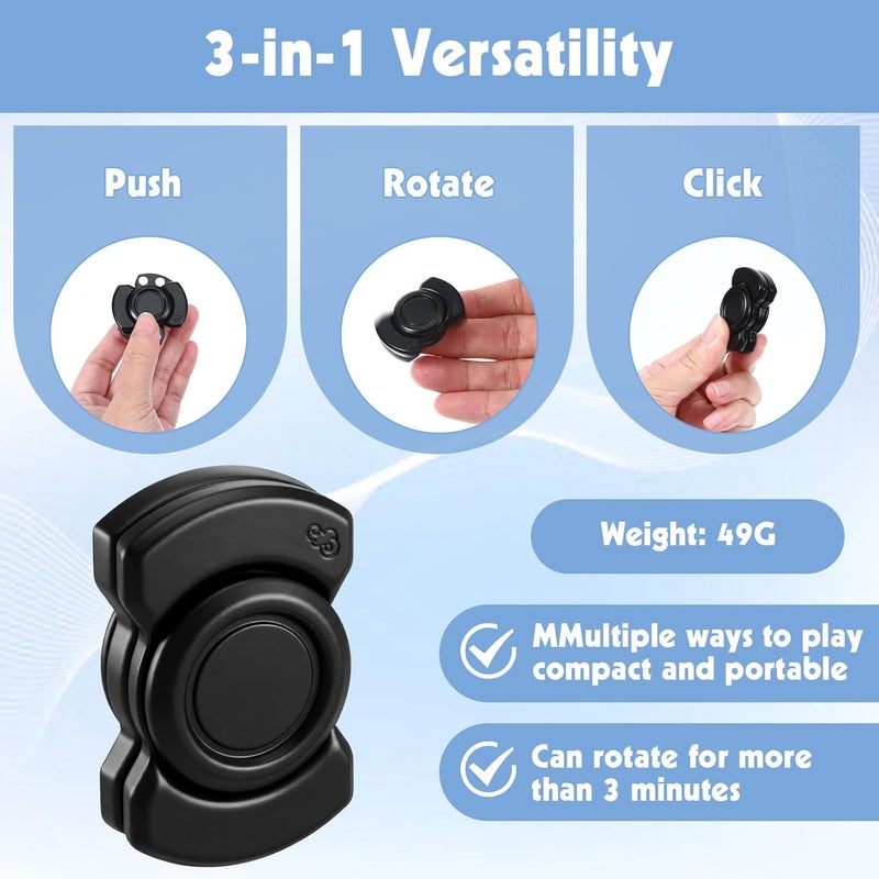 KFHENSOMR 3-in-1 Fidget Toy for Adults, Metal Spinner with Clicker Slider, Silent Stress Relief Hand Toy for Focus, Portable Desk Gadget for Office - Image 5