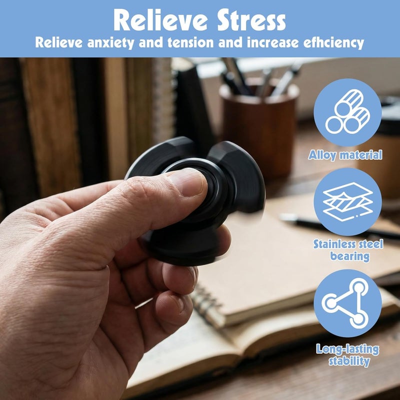 KFHENSOMR 3-in-1 Fidget Toy for Adults, Metal Spinner with Clicker Slider, Silent Stress Relief Hand Toy for Focus, Portable Desk Gadget for Office - Image 3