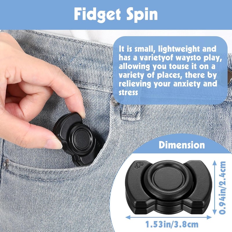 KFHENSOMR 3-in-1 Fidget Toy for Adults, Metal Spinner with Clicker Slider, Silent Stress Relief Hand Toy for Focus, Portable Desk Gadget for Office - Image 2