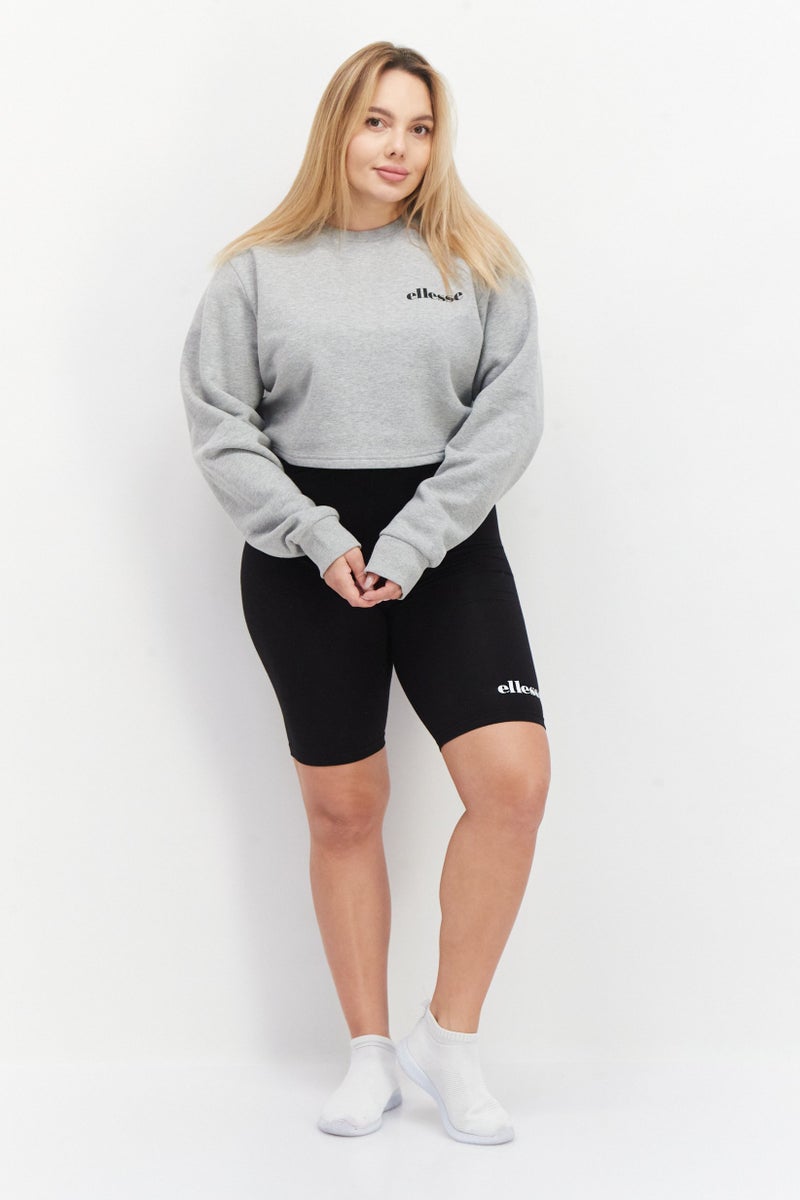 Ellesse ملابس رياضية نسائية 2 قطعة بأكمام طويلة مناسبة، خارجية، توب وشورت، رمادي - Image 4