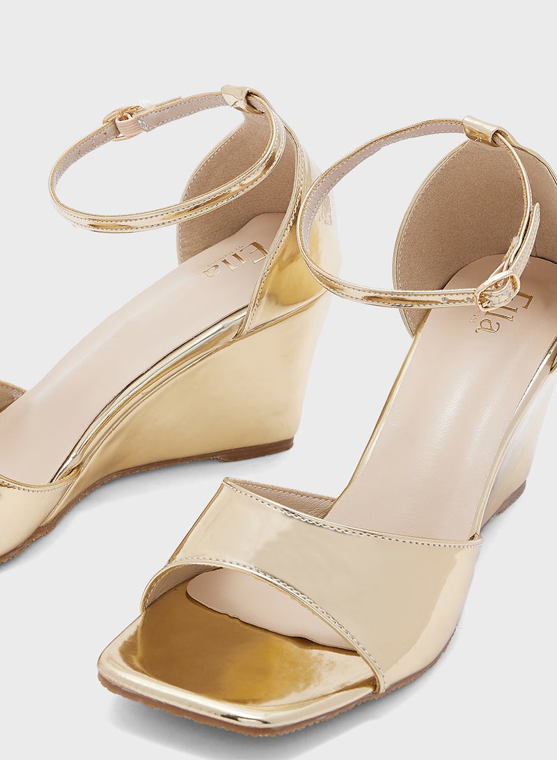 ELLA Mirror Counter Strap Wedge Sandal  - Image 4