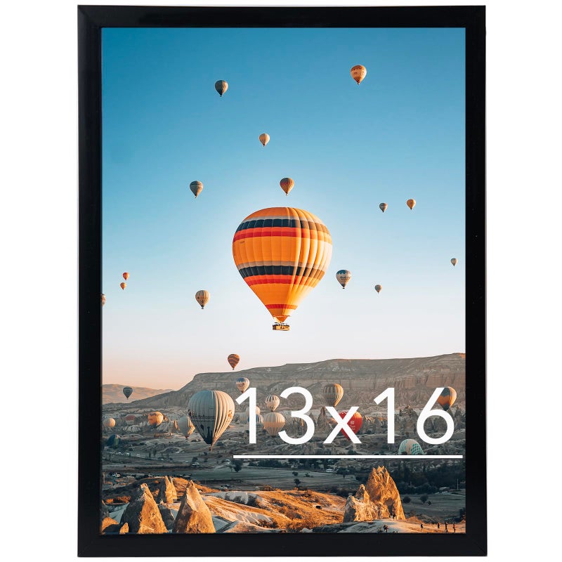 JCJMY 13x16 Picture Frame Black for Wall Hanging Wall Mounting Horizontally or Vertically 13 x 16 Wall Gallery Poster Photo Frame with Shatter Resistant Plexiglass Black