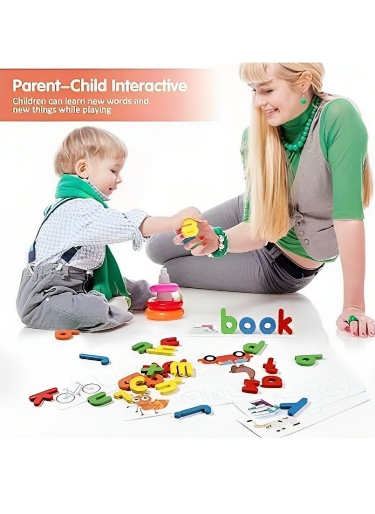 null - Montessori Early Learning Spelling Toys, Wooden Alphabet Puzzle Set, Words Learning & Letter Matching Game, Develops Alphabet Words Spelling Skills, Educational Toys for Over 3 Years - Image 1