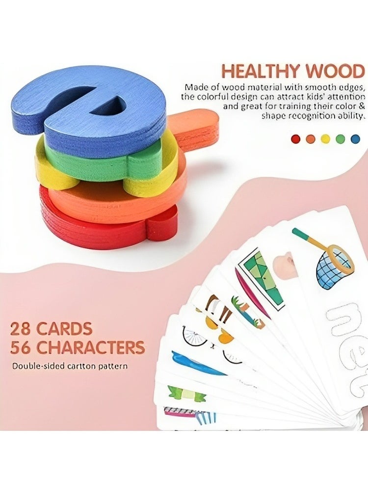 null - Montessori Early Learning Spelling Toys, Wooden Alphabet Puzzle Set, Words Learning & Letter Matching Game, Develops Alphabet Words Spelling Skills, Educational Toys for Over 3 Years - Image 1