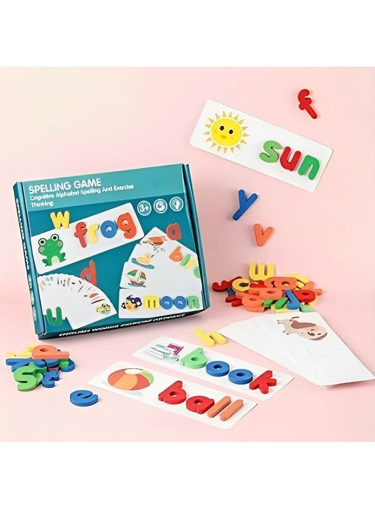 null - Montessori Early Learning Spelling Toys, Wooden Alphabet Puzzle Set, Words Learning & Letter Matching Game, Develops Alphabet Words Spelling Skills, Educational Toys for Over 3 Years - Image 1