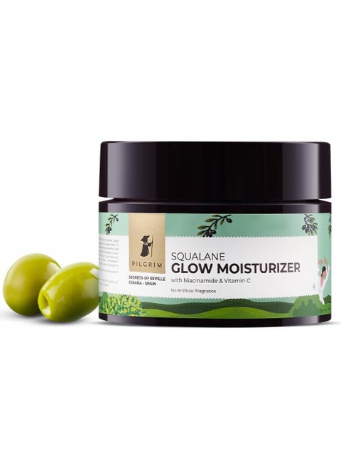 Pilgrim Squalane Plant Glow Moisturizer for face with Niacinamide & Vitamin C | Moisturizer for dry skin hydration | Face moisturizer with vitamin c for glowing skin | Non-greasy | 50 gm