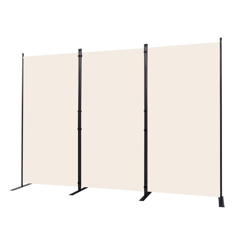 CHOSENM Room Divider 3 Panel Folding Privacy Screens with Wider Support Feet 6 Ft Portable Room Partition for Room Separator 102 W X 71 H Beige