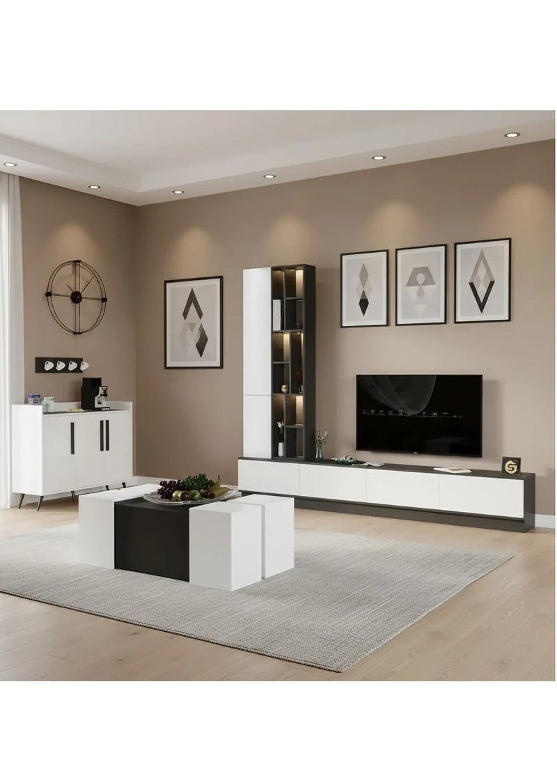 Stylish Home 11-Piece Table Set - White and Grey - SH61 - Image 1