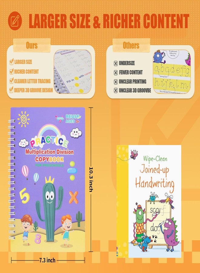 BYFWH Reusable Grooved Handwriting Workbooks,Magic Reusable Copybook for Kids,Preschool Tracing and Learning Activities to Help Children Improve Handwriting Ink Practice Age 3-8 (10.3 * 7.3 Inches) - Image 3